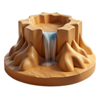 Desert Oasis 3D Render of Waterfall in Sand png
