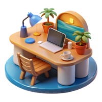 relajante hogar espacio de trabajo preparar escritorio, plantas, ordenador portátil png