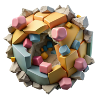 Shattered Geometric Forms Abstract 3D Render png