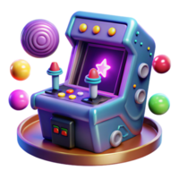 Retro Arcade Game 3D Render of Classic Joystick and Buttons png