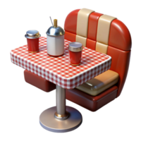 Retro Diner Table and Booth 3D Render png