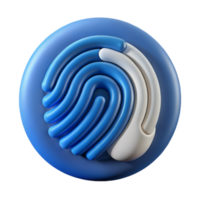 Abstract Fingerprint 3D Render of Biometric Security Icon png