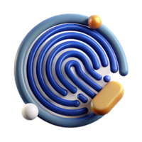 Abstract Fingerprint Design 3D Rendering of Blue and Gold png
