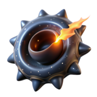 Spiky Orb with Inner Flame Abstract 3D Render png