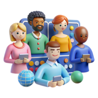 Global Communication Diverse Team Collaboration on Mobile Devices png