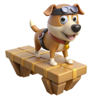 3D Cartoon Dog on a Platform png