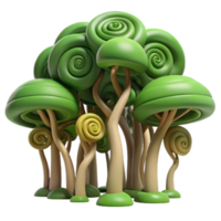 Whimsical Spiral Tree Forest A 3D Render png