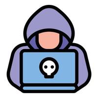 Hacker Icon Cybersecurity and Coding in Flat Line Color Style vector