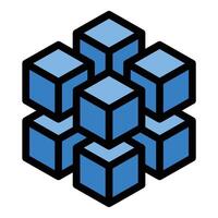 Database Icon Structured Data Storage in Flat Line Color Style vector