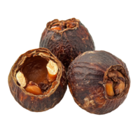 Soap nut variety exhibited on a plain isolated white backdrop for clear visibility and detail, Soap nut isolated on Transparent background png
