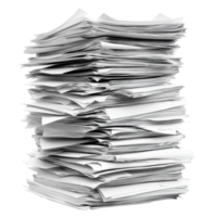 Organized stack of paperwork highlighting the accumulation of office documents in a clean, isolated environment, Stack paper documents files paperwork isolated magazines png