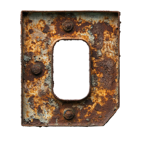 Rusty number sign with weathered surface against a Transparent background, rusty number sign with a rusted surface, background png
