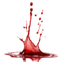 Splash of red liquid creating droplets against a Transparent background, Splash blood on png