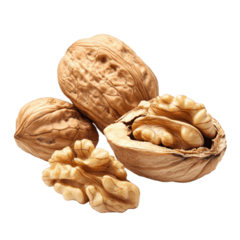 Walnuts showcasing whole and broken shells on a clean Transparent background for culinary use, Walnuts background with png