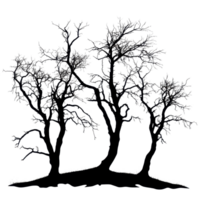 Unique silhouettes of dry trees isolated on a Transparent background creating a striking visual contrast, Silhouette many dry trees isolated on png