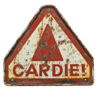 Warning sign with rusty red caution symbol on a Transparent background used for alerting pedestrians in urban areas, Rusty Red Caution Sign, background png