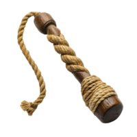 Rustic wooden tool with rope twist design for various applications in crafts and decor, Rustic Rope Twist with Handled Wooden Tool, Transparent background png