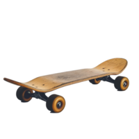 Skateboard with wheels resting on a smooth white surface in a well-lit area, skateboard with wheels attached to it on a white surface, Transparent background png