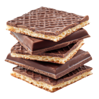 Chocolate-coated wafers stacked neatly on a Transparent background showcasing delightful texture and flavor, wafers in chocolateisolated on background png