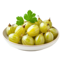 Fresh star gooseberries arranged on a plate against a clean Transparent background for culinary presentation, star gooseberry in a plateisolated on background png
