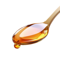 Golden honey on a spoon with a drop forming, showcasing its texture and elegance, spoon honey with a liquid drop, Transparent background png