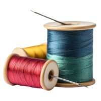 Colorful spools of thread with needles on a Transparent background for sewing projects and crafts, Spools Thread and Needle, background png