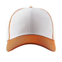 Stylish white and orange baseball cap isolated on a clean background for perfect accessory display, white and orange baseball cap isolated onisolated on Transparent background png