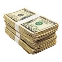 Stacks of money bundled together on a clean Transparent background for a financial theme, Wads Money isolated on background png