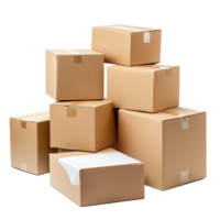 Stacked cardboard boxes arranged neatly on a Transparent background for storage or shipping purposes, Stack cardboard boxes isolated on png