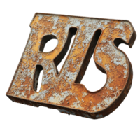 Rusty sign displaying the word rust on a clean Transparent background adds a vintage touch, rusty sign that says rust cast on a png