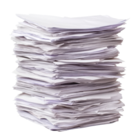 Stacked paper sheets on a Transparent background with layered textures and colors, Stack papers isolated on png
