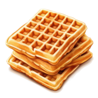 Stack of golden brown waffles served on a clear background, Waffles isolated on trransparent png