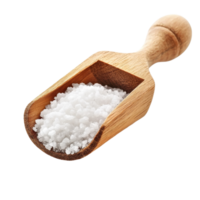 Wooden scoop filled with salt isolated on a Transparent background for culinary and decorative uses, Salt in wooden scoopisolated on background png