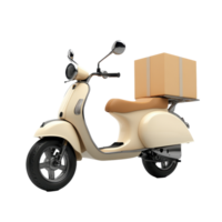 Delivery scooter with a box on a Transparent background ready for transport in urban areas, background a scooter with a delivery box,isolated on background png
