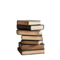 Stack of vintage books resting on a wooden table against a Transparent background for a cozy reading atmosphere, stack books sitting on a wooden table, background png