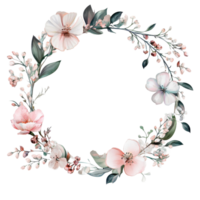 Delicate floral wedding circle frame in soft colors for romantic occasions, wedding circle frame, delicate colors, offering a romantic and stylish backdrop. isolated, Transparent background png