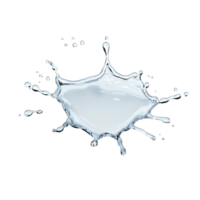 Droplets create a beautiful water puddle splash isolated on a Transparent background, Water spill puddle and droplets isolated on png