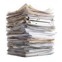 Stacked paperwork and documents piled high in an organized yet chaotic manner for office management tasks, Stack paper documents files paperwork isolated magazines png