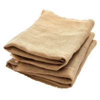 Bundle of beige burlap fabric folded in layers ready for various crafting projects and home decor, This is a bundle beige burlap fabric with visible texture displayed on a plain Transparent png