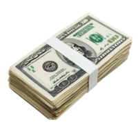 Stack of dollar banknotes isolated on Transparent background showcasing financial abundance and wealth, Stack dollar banknotes isolated on png