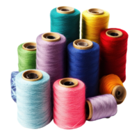 Collection of colorful spools arranged on a Transparent background showcasing various thread colors and textures, Spools Thread, background png