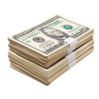 Stack of dollar banknotes arranged neatly on a clean Transparent background for financial concepts and transactions, Stack dollar banknotes isolated on png