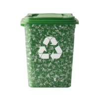 Innovative square green trash can featuring white recycle symbol pattern for effective waste management, square green trash can white recycle symbol pattern isolated on Transparent background png