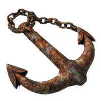 Rusty chain and abandoned anchor resting against a Transparent background, Rusty chain an abandoned anchor, background png