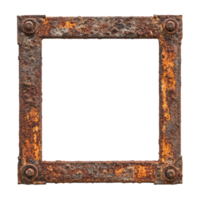 Vintage rusty metal frame isolated on a Transparent background perfect for creative displays or art projects, Vintage rusty metal frame isolated on png