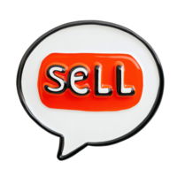 Speech bubble featuring the word sell designed in bright colors on a Transparent background for marketing purposes, speech bubble with the word sell on it, background png
