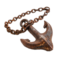 Rusty chain linked to an abandoned anchor set against a Transparent background, Rusty chain an abandoned anchor, background png