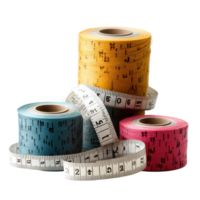 Colorful spools of thread and a measuring tape arranged together on a Transparent background, Spools Thread and Tape Measure, background png