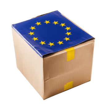 Voting ballot box featuring the European Union flag on a Transparent background, Voting ballot box with EU flag, isolated on png