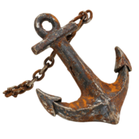Rusty anchor with aging chain on Transparent background illustrating maritime history, Rusty chain an abandoned anchor, background png